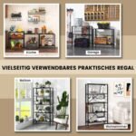 Tvirtas metalinis 5 pakopų sulankstomas sandėliavimo stovas su ratukais (Juoda)