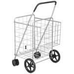 Sulankstomas pirkinių vežimėlis su dideliais ratais (Sidabrinė)