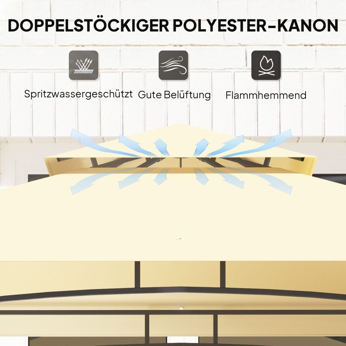 Grilio pavėsinė su LED apšvietimu ir dvigubu stogu