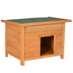 Medinė šuns būda su atlenkiamu stogu ir paaukštintu dugnu