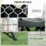 Apvalus sulankstomas lauko staliukas su stikliniu stalviršiu