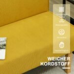 Kompaktiška dvivietė sofa su kordiniais apmušalais