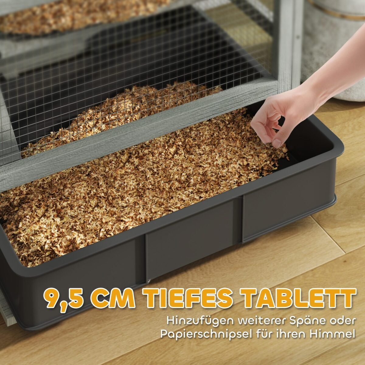 Medinis keturių aukštų hamsterio narvas su giliu padėklu