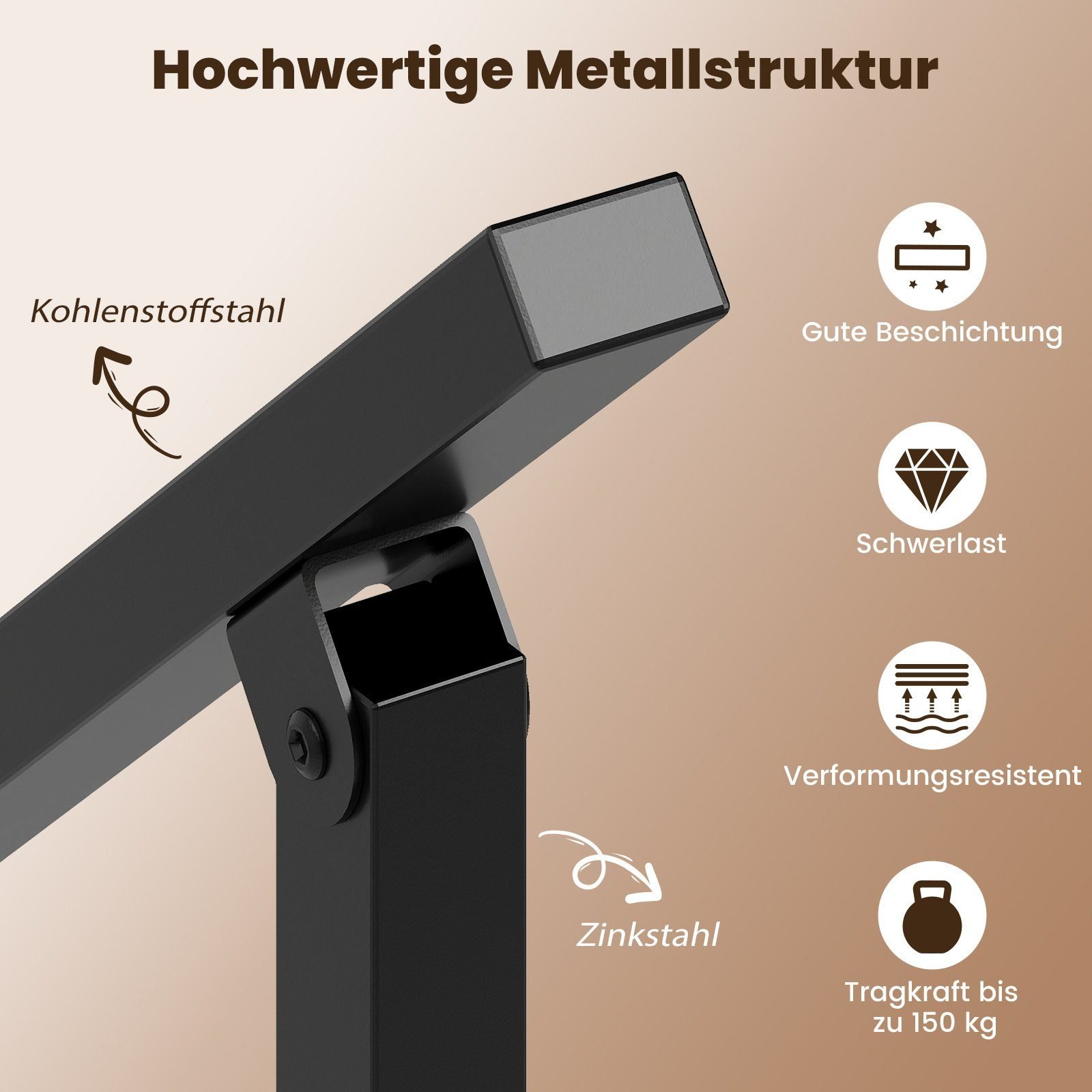 Reguliuojamo kampo metalinis laiptų turėklas (Juoda)
