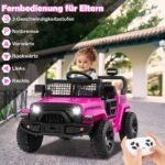 Elektrinis vaikiškas automobilis su nuotolinio valdymo pulteliu ir LED šviesomis (Rožinė)