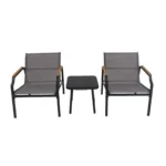 3 dalių lauko baldų komplektas su staliuku (Pilka)