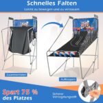 Sulankstomas krepšinio automatas su dviem krepšiais ir aštuoniais žaidimo režimais (Mėlyna)