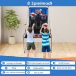 Sulankstomas krepšinio automatas su dviem krepšiais ir aštuoniais žaidimo režimais (Mėlyna)