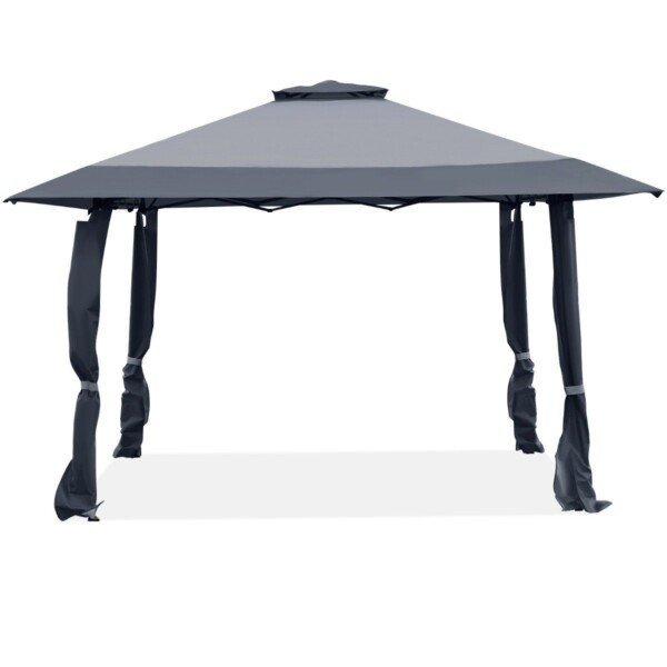 Didelė 4x4 m palapinė su dvigubu stogu (Pilka)
