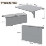 Sulankstomas sieninis stalas 80x60 cm (Pilka)