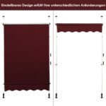 Reguliuojamo aukščio markizė su rankenėle 150 cm pločio UV spinduliams atspari (Raudona)
