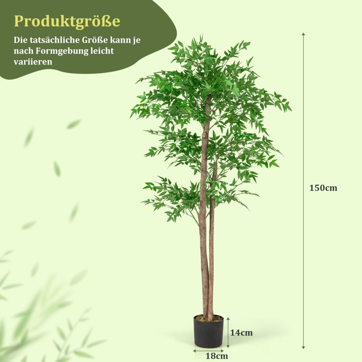 Dirbtinis bambuko medis su vazonu 150 cm (Žalia)