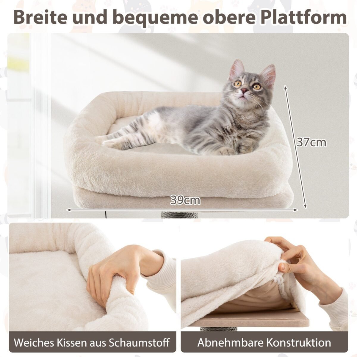 Daugiaaukštis kačių namelis su draskykle ir poilsio zona (Pilka)