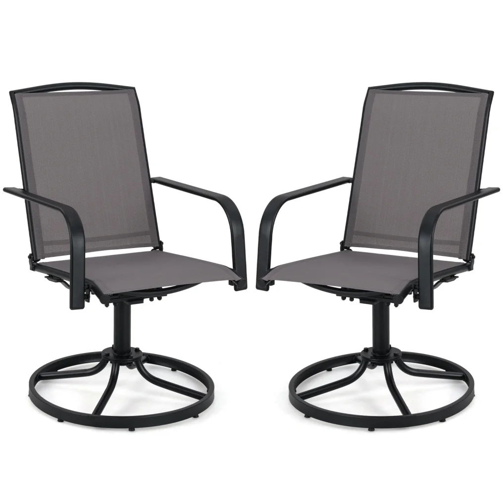 1747883059_Outdoor_Swivel_Chairs_Set_of_2_with_High_Back_and_Breathable_Seat_Gray-3.jpg_big1016 Sodo sukamieji krėslai (2 vnt.) greitai džiūstančiu audiniu (Pilka)