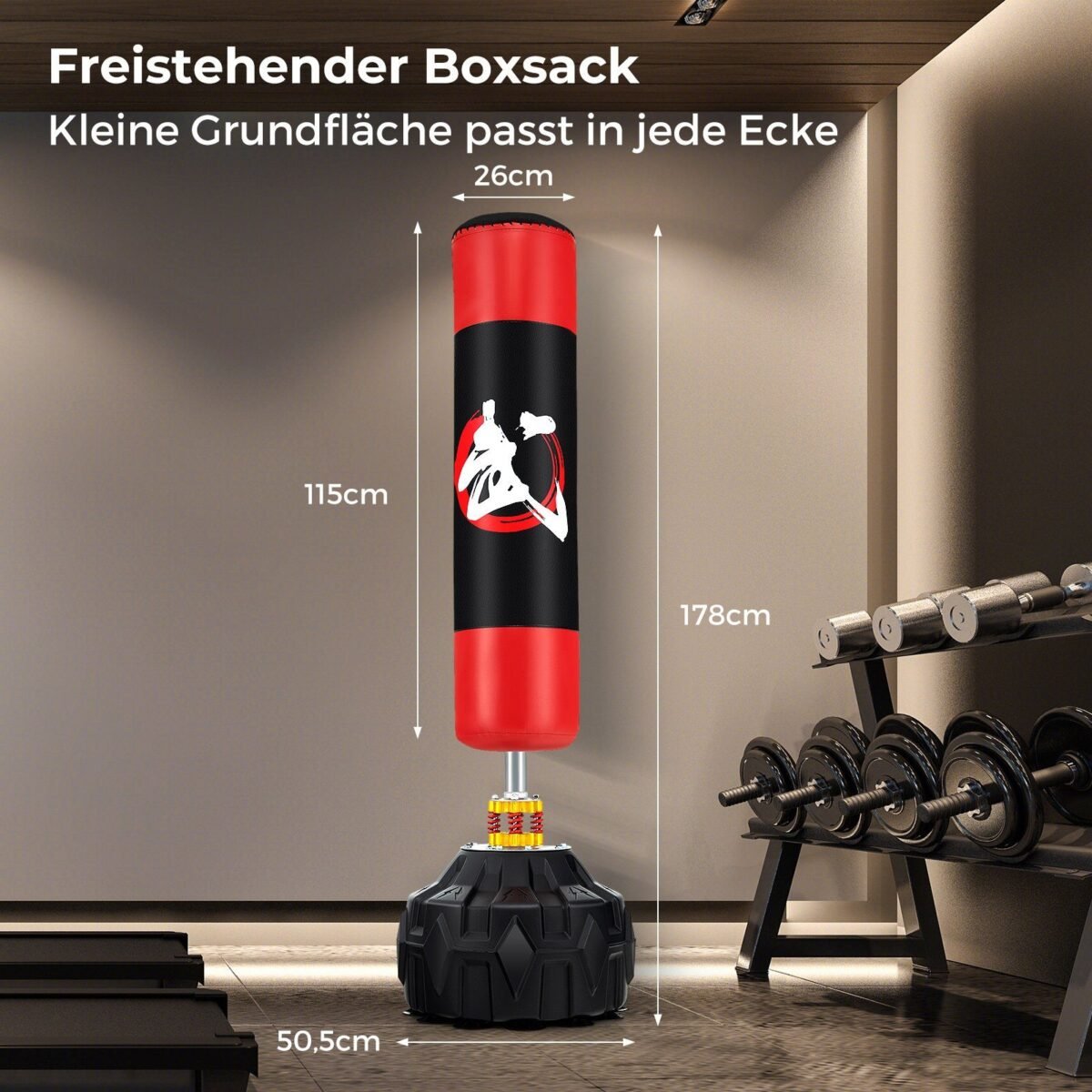 Stovinė bokso kriaušė 178 cm (Raudona ir juoda)