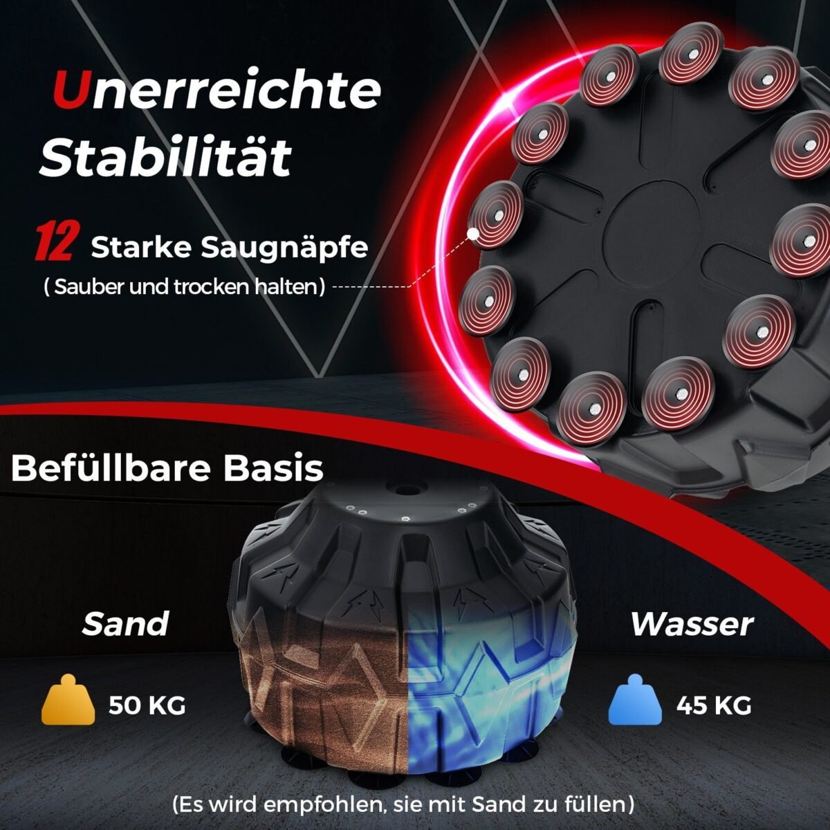 Stovinė bokso kriaušė 178 cm (Raudona ir juoda)