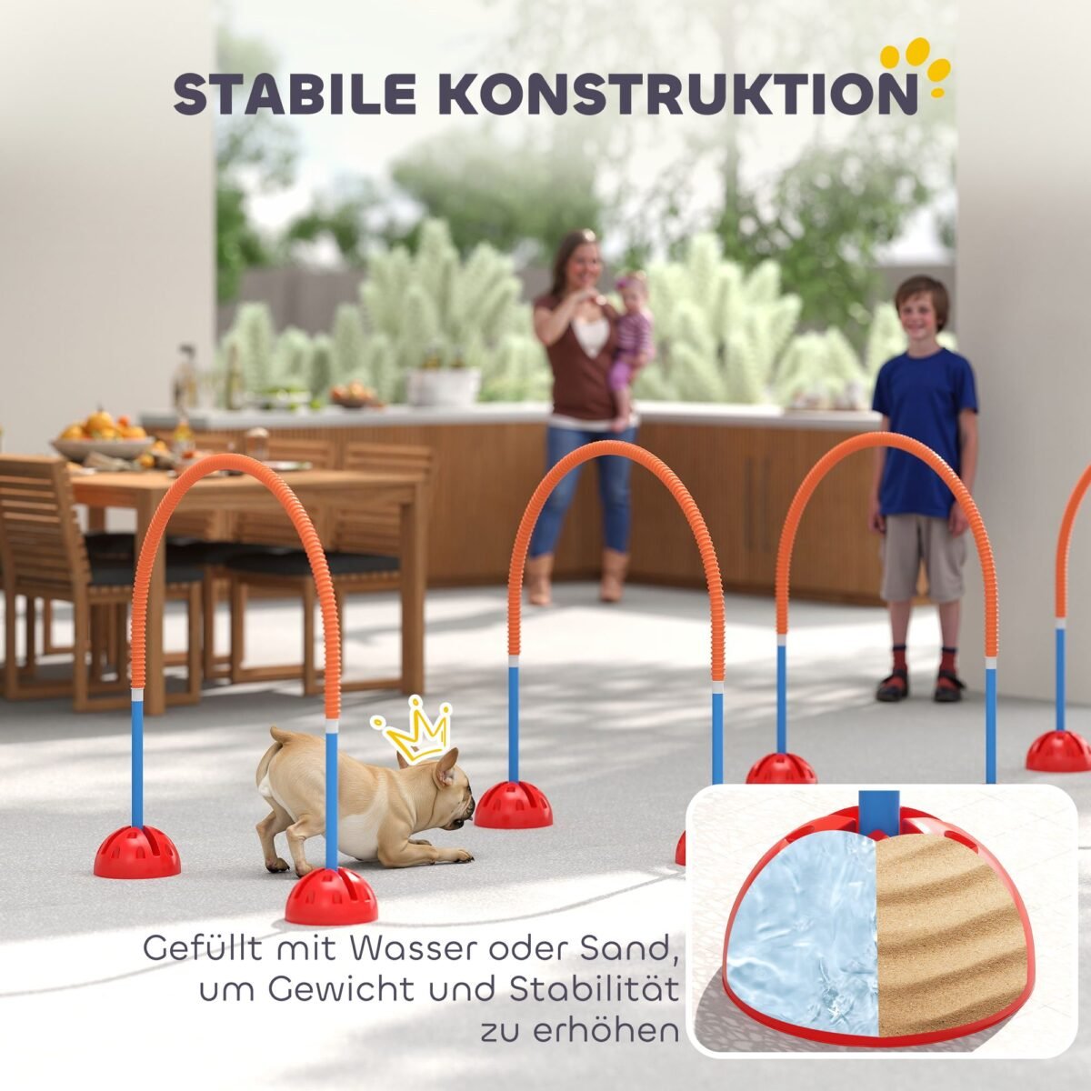 Šunų vikrumo treniruočių rinkinys su 4 reguliuojamo pločio varteliais