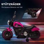 Elektrinis vaikiškas motociklas su atraminiais ratukais ir žibintu
