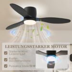Lubų ventiliatorius su LED šviestuvu, 3 šviesos temperatūromis, reguliuojamu ryškumu ir 6 greičiais, valdomas pulteliu