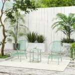 Poliratano 3 dalių lauko bistro komplektas su kriauklės formos kėdėmis