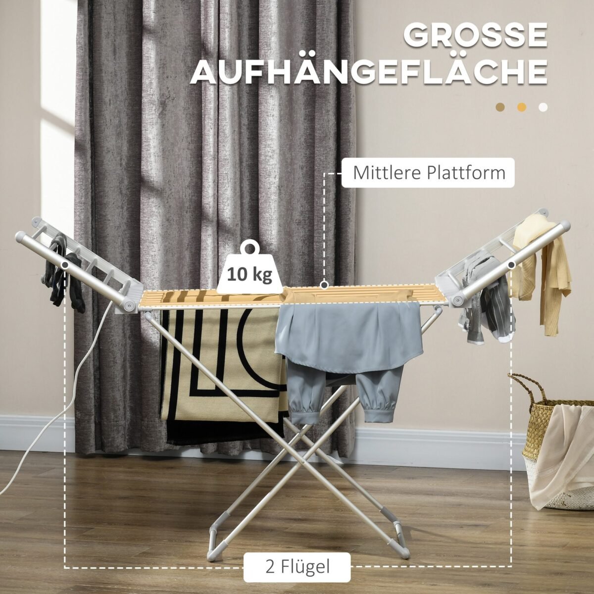 Elektrinis sulankstomas džiovinimo stovas, 144 cm ilgio