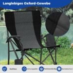 Sulankstoma kempingo kėdė su puodelio laikikliu ir šonine kišene (Juoda)