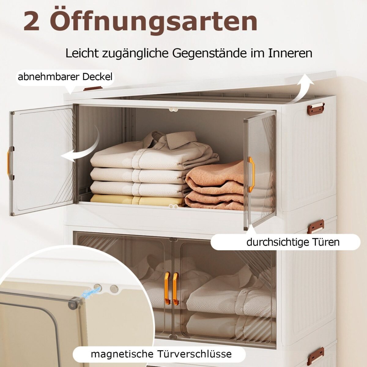 Daugkartinio naudojimo sulankstomos laikymo dėžutės su dangčiu (Balta)