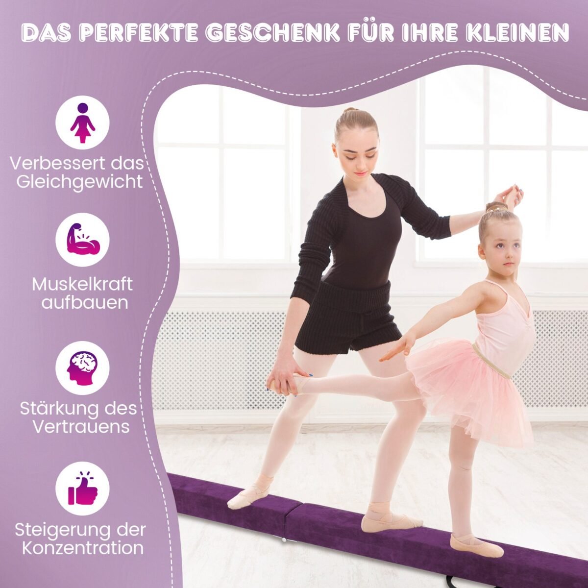 Sulankstomas gimnastikos balanso sijonas su rankenomis (Violetinė)