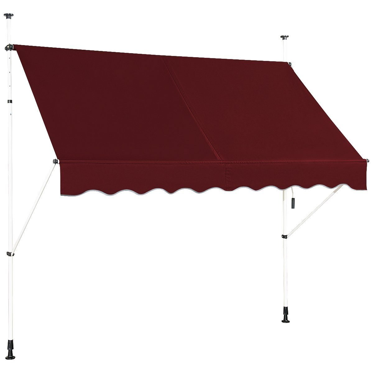 250cmbreitklemmmarkiseohnebohrenuvbestndigebalkonmarkisehhenverstellbaremarkiserot_image_2 Reguliuojamo aukščio markizė su rankenėle 250 cm pločio (Raudona)
