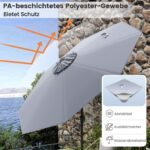 Gėlinis skėtis su 35° pasukimo funkcija ir rankena 270 cm (Pilka)