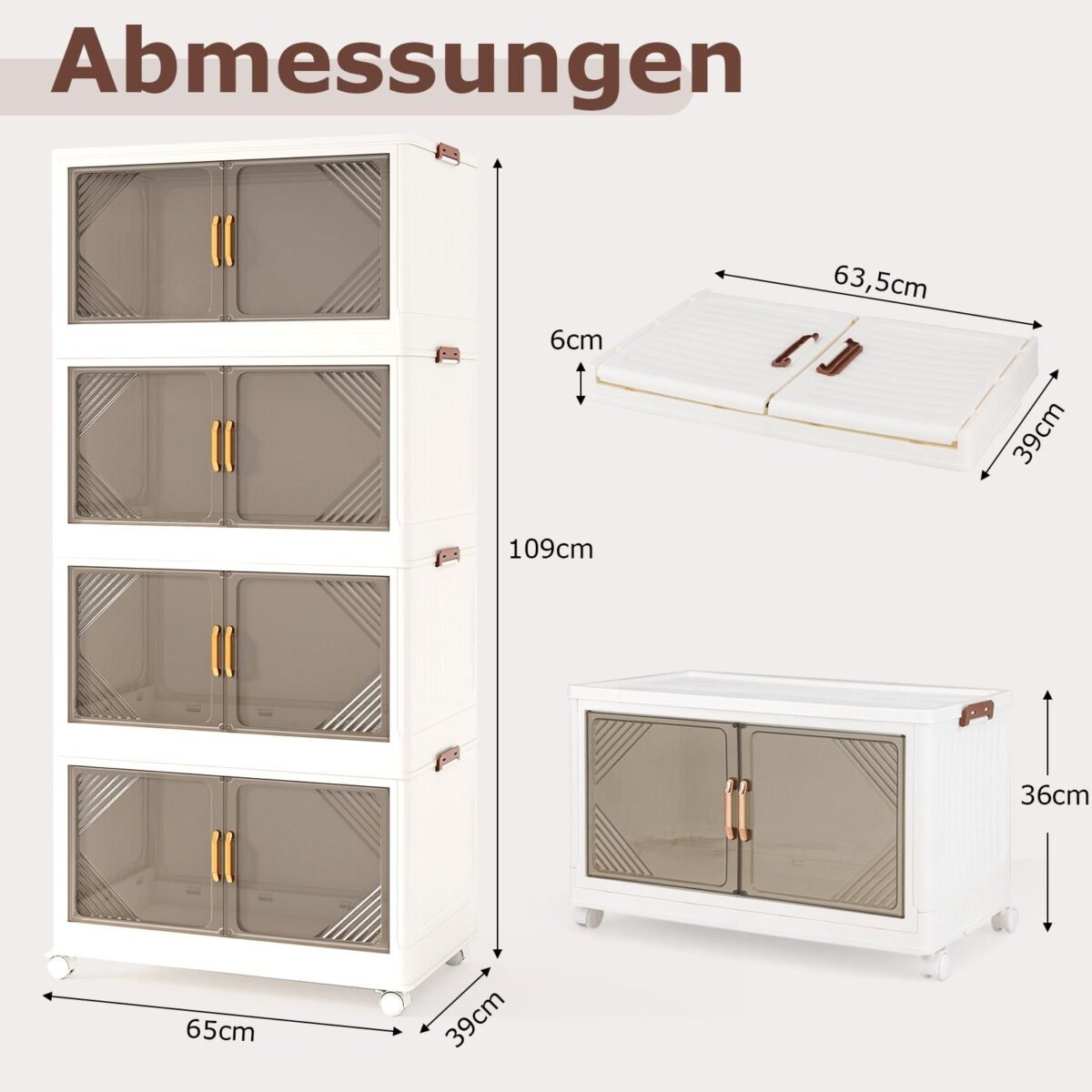 Daugiafunkcinė sulankstoma daiktadėžė ratukais (Balta)