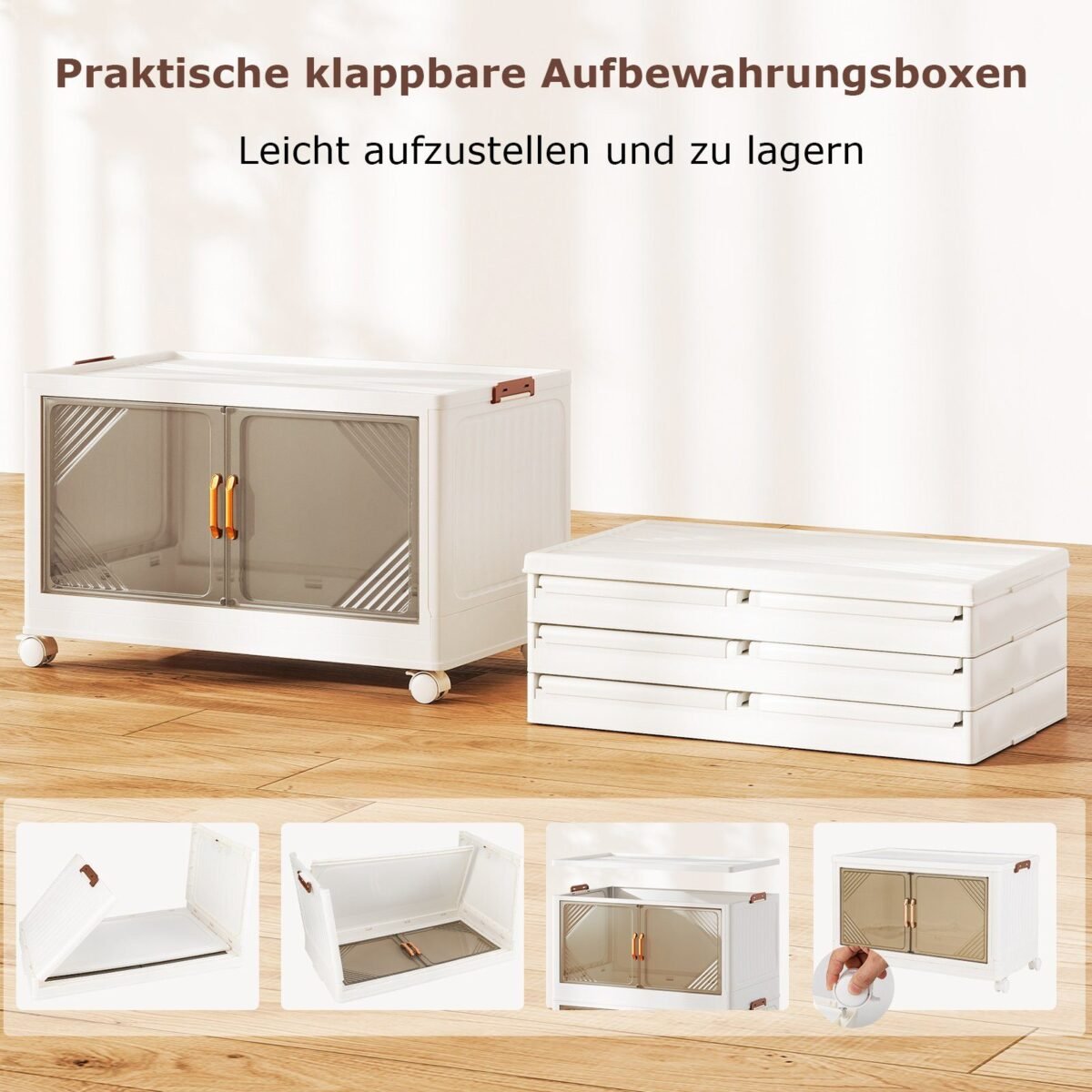 Daugiafunkcinė sulankstoma daiktadėžė ratukais (Balta)