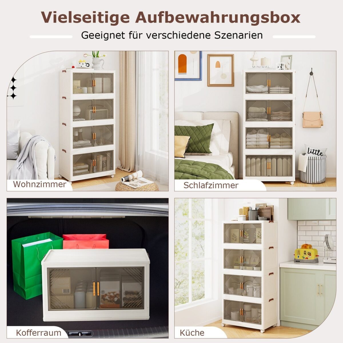 Daugiafunkcinė sulankstoma daiktadėžė ratukais (Balta)