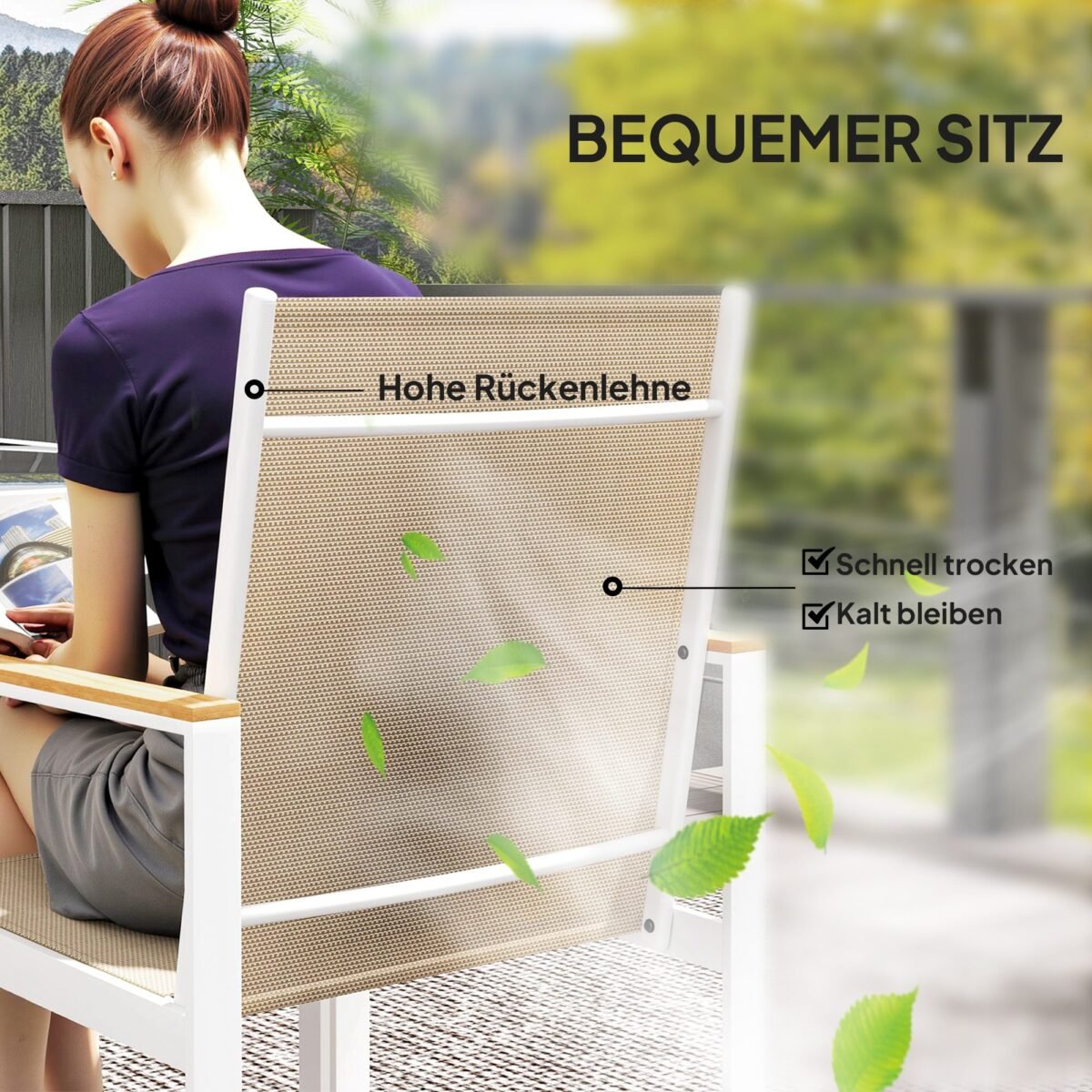 Lauko valgomojo komplektas, 5 dalių, su grūdinto stiklo stalviršiu