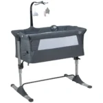 Reguliuojamo aukščio kūdikio lovelė su žaislų lanku (Pilka)