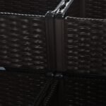 4 dalių rotango imitacijos pakeliami gėlių vazonai su drenažo angomis