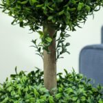 2 vnt. UV spinduliams atsparių dirbtinių buksmedžio topiarių su vazonais