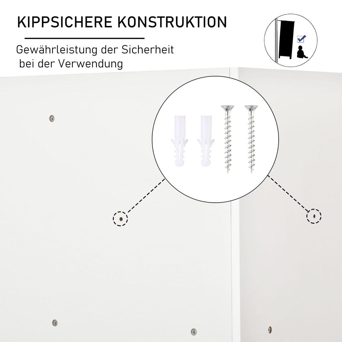 Vaikiška spintelė daiktams su 3 tekstiliniais stalčiais ir apsauga nuo apvirtimo