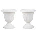 Dekoratyviniai 2 vnt. vazonai su pidestalu 46 5 cm aukščio (Balta)