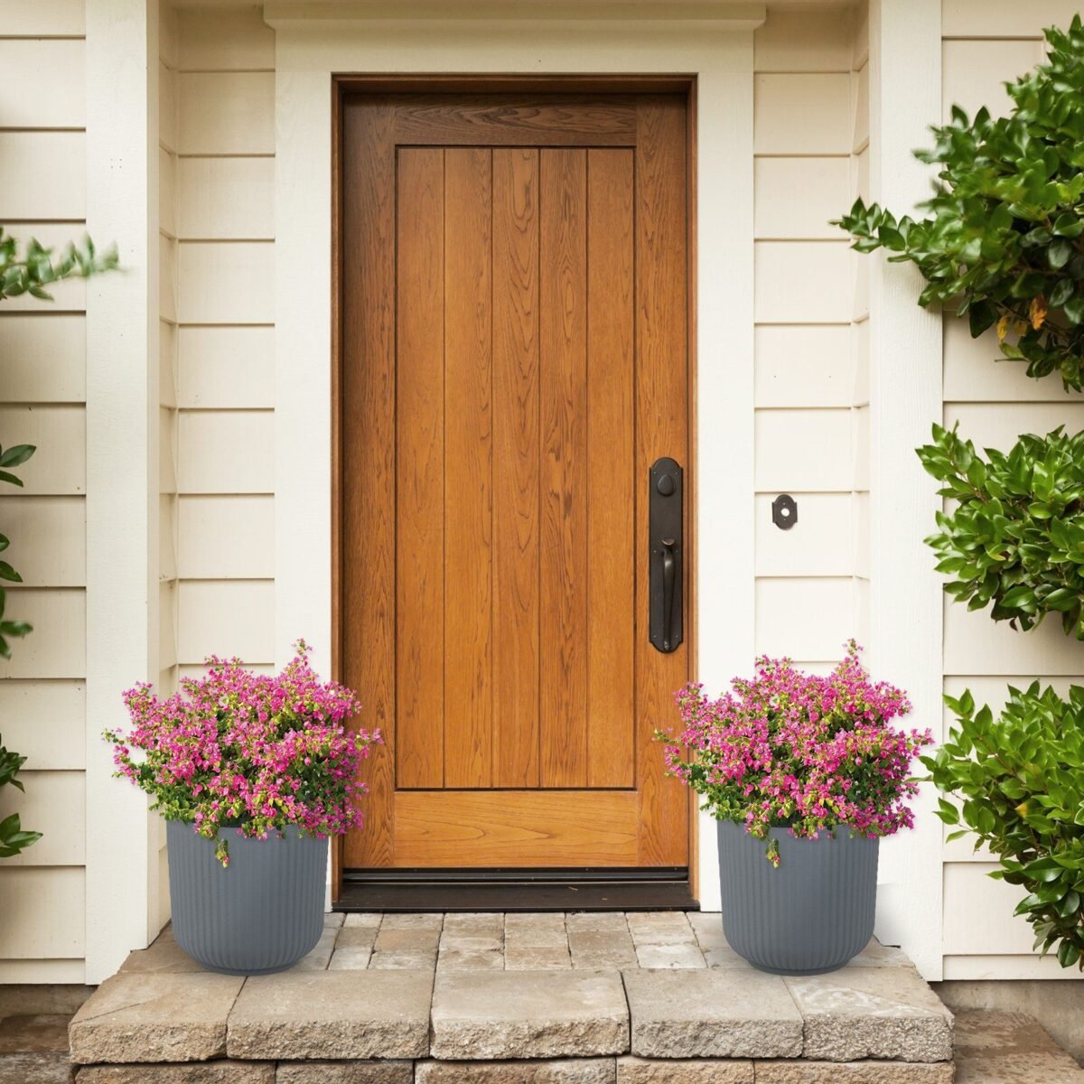 Dekoratyviniai lauko vazonai (2 vnt.) (Pilka)