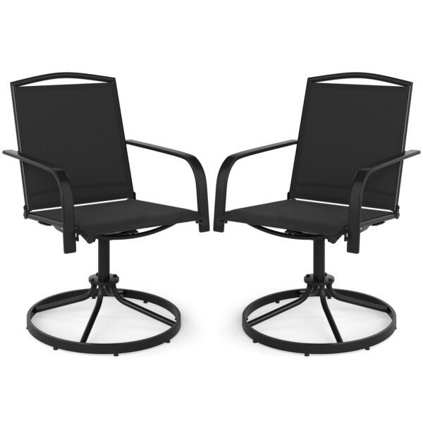 Rotuojantis sodo kėdžių komplektas su greitai džiūstančiu audiniu (Juoda)