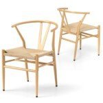 Valgomojo kėdės su pintais sėdimaisiais ir Y formos atlošu (2 vnt.) (Natūrali)