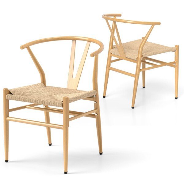 Valgomojo kėdės su pintais sėdimaisiais ir Y formos atlošu (2 vnt.) (Natūrali)