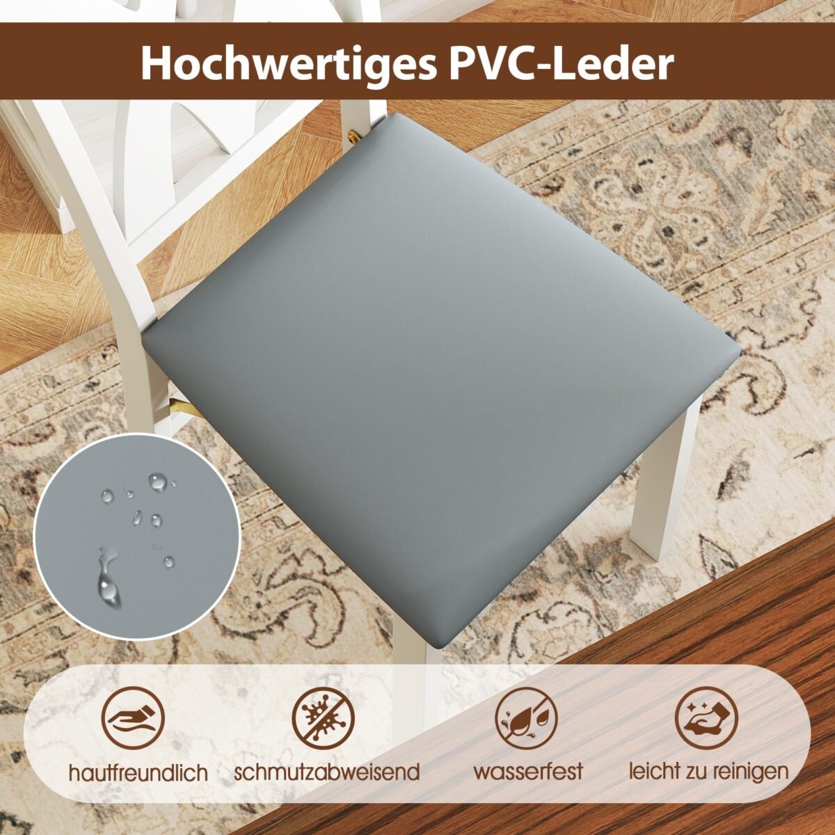 Sulankstomas valgomojo kėdžių komplektas (2 vnt.) (Balta)