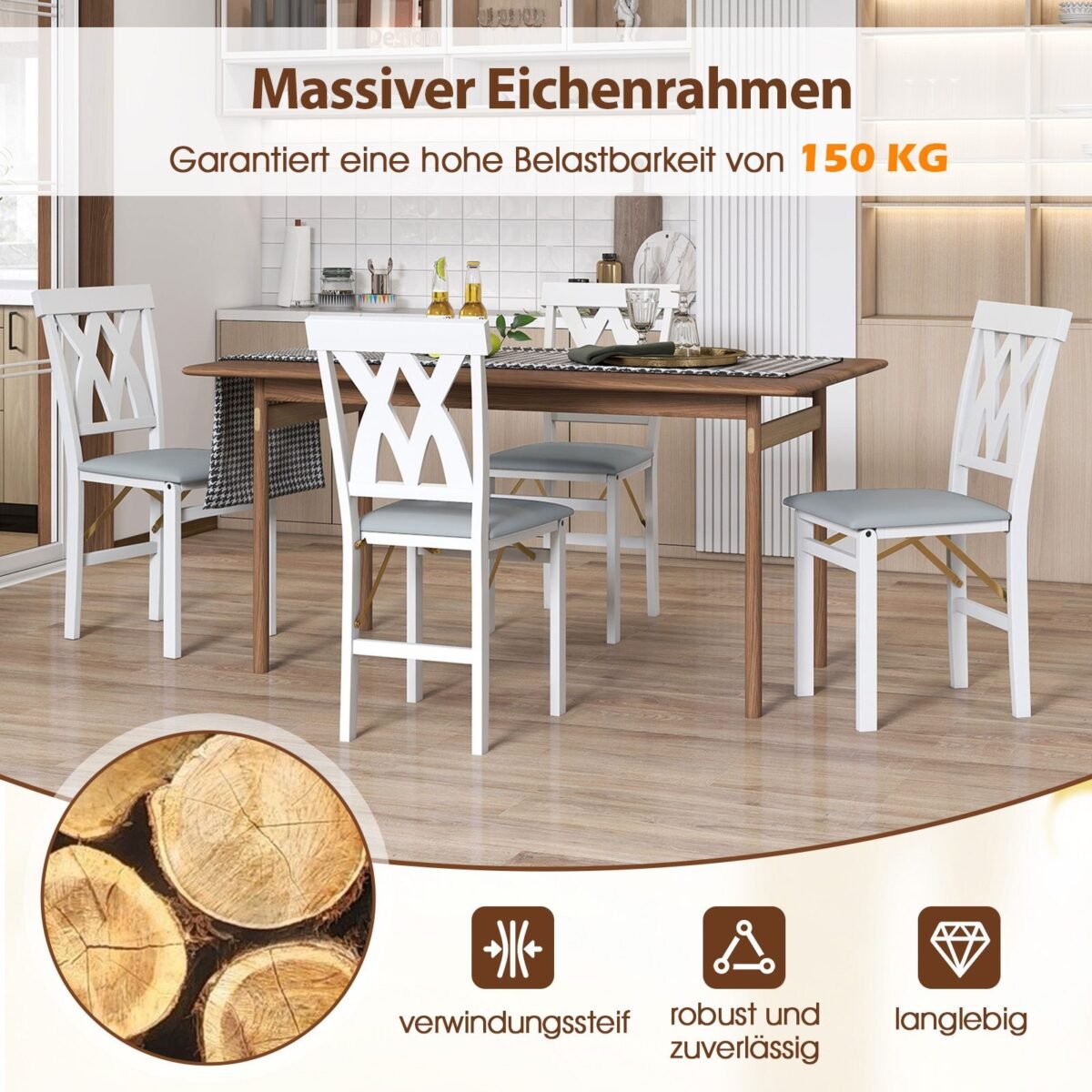 Sulankstomas valgomojo kėdžių komplektas (2 vnt.) (Balta)