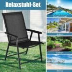 Sulankstomos lauko kėdės su atrama nugarai (2 vnt) (Juoda)