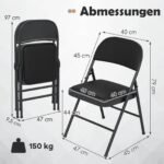 Sulankstomos kėdės su metaliniu rėmu 2 vienetai (Juoda)