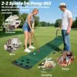 Nešiojama golfo treniruočių aikštelė su reguliuojamomis lazdomis (Žalia)