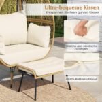 Didelis pintas lauko ir vidaus krėslas su pakoja poilsiui (Balta)