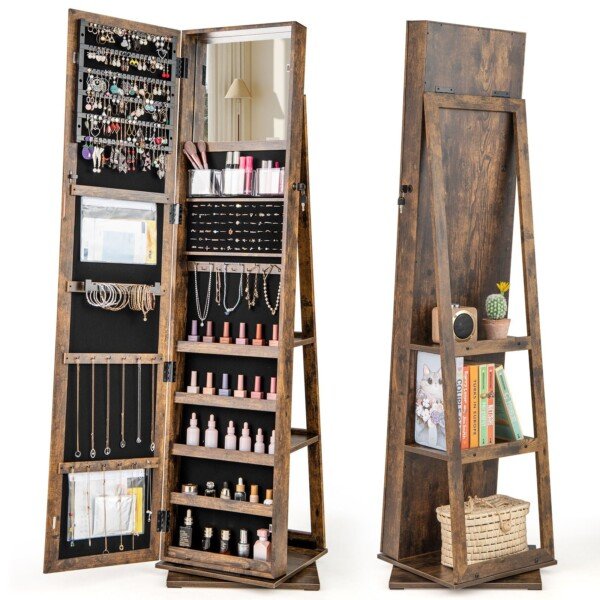 Sukamasis papuošalų organizatorius su visu veidrodžiu (Ruda)